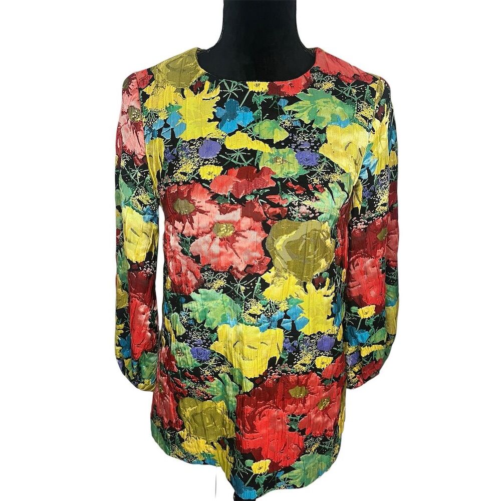 Tuckernuck Women's‎ Floral Jackie Blouse 3/4 Sleeve Multicolor Size S - Picture 2 of 7